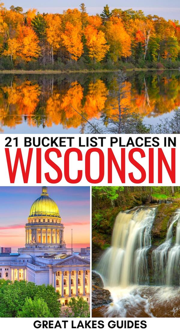 Are you looking for the best places to visit in Wisconsin for an upcoming trip? This Wisconsin bucket list covers cities, nature, and so much more! Learn more | Places in Wisconsin | Best places to visit in WI | Wisconsin destinations | Wisconsin small towns | Small towns in Wisconsin | Wisconsin day trips | Cities in Wisconsin | Wisconsin cities | Wisconsin itinerary